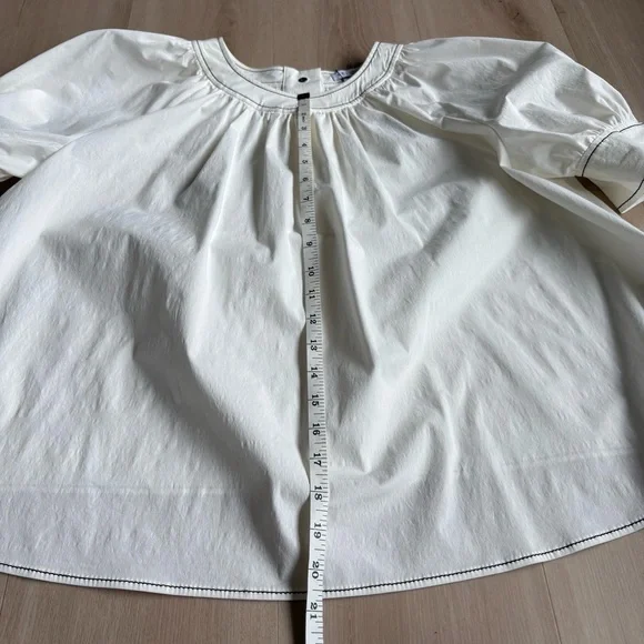 Rejina Pyo Hayley Cream Ivory Off White Puff Sleeve Blouse Tie Sleeve size M - Picture 8 of 10